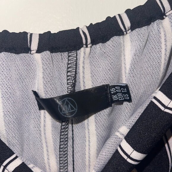 Missguided Striped Off-Shoulder Long Sleeve Romper – Black & White - Picture 2 of 5